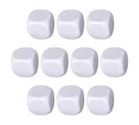 Round Blank White Dice, Dry Erase Dice, 10 Round Acrylic White Dice Cubes, Six Sides Writing on White Cubes to Create Sticky Number Blocks for Counting M