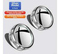 Round Blind Spot Mirror 6cm Suction Cup for hd Glass Round Blind(Silver Rainy eyebrow)