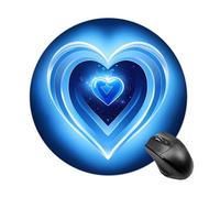 Round Blue Heart Mouse Pad Non-Slip Rubber Base Waterproof Mouse Mat Travel Portable Gaming Mousepad for Office Work Home Computer Laptop Personalized Accessory