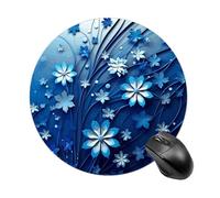 Round Blue Mini Flower Swirl Mouse Pad Non-Slip Rubber Base Waterproof Mouse Mat Travel Portable Gaming Mousepad for Office Work Home Computer Laptop Personalized Accessory