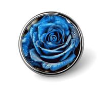 Round Blue Rose Lapel Pin Metal Custom Pins Personalized Decoration Lapel Badge Small Brooch Hat Shirt Tie Sweater Clothes Accessories Decoration for Men Women
