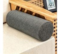 Round Bolster Cushion - Soft Linen Neck Pillow Knee Roll Support for Sofa & Bed Lightweight Lumbar & Elbow Pillow (90x20cm Dark Gray) - Cuddly Comfort & Versatile Use