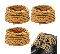 Round Boots Shoelace [6 Pairs], Round Shoe Laces for Trainers, Replacement Sneaker Laces for Sport, Casual, Strong Boots Laces for Walking,Hiking, 130cm - Black and Yellow