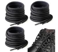 Round Boots Shoelace [6 Pairs], Round Shoe Laces for Trainers, Replacement Sneaker Laces for Sport, Casual, Strong Boots Laces for Walking,Hiking, 120cm - Black