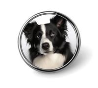 Round Border Collie Brooch Classic Mini Pin 1 Inch Aluminum Alloy Lapel Pin Personalized Button Badge for Backpack Hat Suit Jacket Clothing Decoration