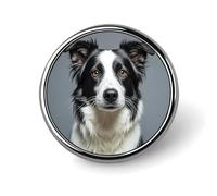 Round Border Collie Brooch Classic Mini Pin 1 Inch Aluminum Alloy Lapel Pin Personalized Button Badge for Backpack Hat Suit Jacket Clothing Decoration