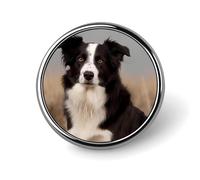 Round Border Collie Lapel Pin Metal Brooch Personalized Novelty Pin Cute Button Badge Safety Pin Fashion Jewelry Accessories Gift for Clothes Hat Backpack Bag
