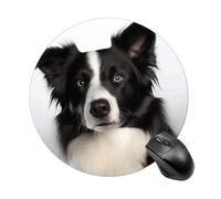 Round Border Collie Mouse Pad Non-Slip Rubber Base Waterproof Mouse Mat Travel Portable Gaming Mousepad for Office Work Home Computer Laptop Personalized Accessory