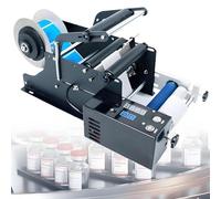 Round Bottle Label Applicator & Sticker Dispenser Machine - Electric Labeler for Glass, Plastic, and Metal Bottles,Semi-Automatic Round Labeling Machine