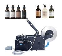 Round Bottle Labeling Machine, Electric Label Applicator for 20-100mm Diameter, Foot Switch, Digital Regulation, 30-40pcs/min for Small Business