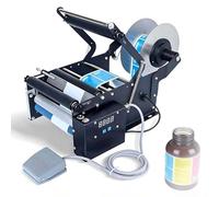 Round Bottle Labeling Machine Electric, Sticker Dispenser With Digital Length Adjustment, ±0.5-1mm Accuracy 20-40pcs/Min For Wine Beer Beverage Bottles, Cylindrical Jars 0.8-3.9" Diameter(Standard)