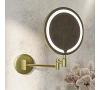Round Brass Magnifying Makeup Bathroom Mirror with Lights 200mm - Gemini