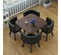 Round Breakfast Bar Set - 5-Piece Kitchen Dining Table & Chair Set Includes 1 Round Table & 4 Chairs Perfect for Dining Room Conference Room 80x75cm/31.5x29.5in