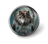 Round Brooch Fashionable Round Pins 3D Wolf Dream Catcher Printed Brooch Is Designed for Women's Daily Use Valentine Pin Wedding Broach Pin