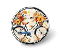 Round Brooch Fashionable Round Pins Flower Bicycle Printed Brooch Is Designed for Women's Daily Use Valentine Pin Wedding Broach Pin