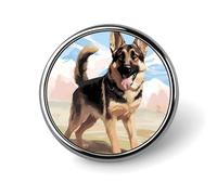 Round Brooch Fashionable Round Pins German Shepherd Dog Lovers Printed Brooch Is Designed for Women's Daily Use Valentine Pin Wedding Broach Pin