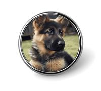 Round Brooch Fashionable Round Pins German Shepherd Puppy Printed Brooch Is Designed for Women's Daily Use Valentine Pin Wedding Broach Pin