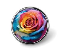 Round Brooch Fashionable Round Pins Rainbow Rose Flower Printed Brooch Is Designed for Women's Daily Use Valentine Pin Wedding Broach Pin