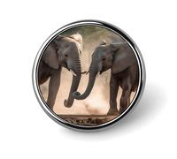 Round Brooch Fashionable Round Pins Two Elephants Playing Printed Brooch Is Designed for Women's Daily Use Valentine Pin Wedding Broach Pin