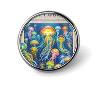 Round Brooch Pin Decoration Clothing Brooch Fashion Dolphins in Love Lapel Pin Decorative for Party Wedding Gift Women/men Gift, Circular, Aluminum, aluminum alloy