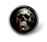 Round Brooch Pin Decoration Clothing Brooch Fashion Eerie Scary Skull Lapel Pin Decorative for Party Wedding Gift Women/men Gift, Circular, Aluminum, aluminum alloy