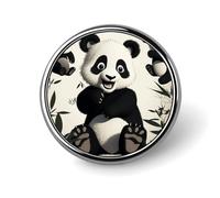 Round Brooch Pin Decoration Clothing Brooch Fashion Playful Panda Lapel Pin Decorative for Party Wedding Gift Women/men Gift, Circular, Aluminum, aluminum alloy