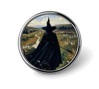 Round Brooch Pin Decoration Clothing Brooch Fashion The Witch of Darkness Lapel Pin Decorative for Party Wedding Gift Women/men Gift, Circular, Aluminum, aluminum alloy