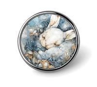 Round Brooches Dress Suit Accessories Lapel Pin A Sleeping Rabbit Vintage Brooch Gifts for Women Men Souvenir, Circular, Aluminum, aluminum alloy