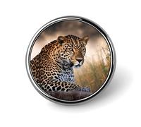 Round Brooches Dress Suit Accessories Lapel Pin African Animal Leopard Vintage Brooch Gifts for Women Men Souvenir, Circular, Aluminum, aluminum alloy
