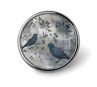 Round Brooches Dress Suit Accessories Lapel Pin Asian Landscape Painting Vintage Brooch Gifts for Women Men Souvenir, Circular, Aluminum, aluminum alloy