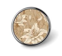 Round Brooches Dress Suit Accessories Lapel Pin Asian Landscape Painting Vintage Brooch Gifts for Women Men Souvenir, Circular, Aluminum, aluminum alloy