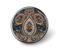 Round Brooches Dress Suit Accessories Lapel Pin Black Water Drop Pattern Vintage Brooch Gifts for Women Men Souvenir, Circular, Aluminum, aluminum alloy