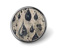 Round Brooches Dress Suit Accessories Lapel Pin Black Water Drop Pattern Vintage Brooch Gifts for Women Men Souvenir, Circular, Aluminum, aluminum alloy