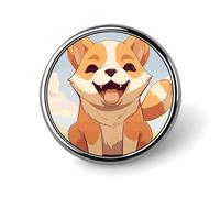 Round Brooches Dress Suit Accessories Lapel Pin Cartoon Shiba Inu Dog Vintage Brooch Gifts for Women Men Souvenir, Circular, Aluminum, aluminum alloy