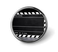Round Brooches Dress Suit Accessories Lapel Pin Classic Movie Clapboard Black Vintage Brooch Gifts for Women Men Souvenir, Circular, Aluminum, aluminum alloy