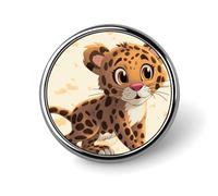 Round Brooches Dress Suit Accessories Lapel Pin Cute Baby Jaguar Vintage Brooch Gifts for Women Men Souvenir, Circular, Aluminum, aluminum alloy