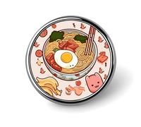 Round Brooches Dress Suit Accessories Lapel Pin Delicious Sweet Ramen Vintage Brooch Gifts for Women Men Souvenir, Circular, Aluminum, aluminum alloy
