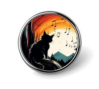 Round Brooches Dress Suit Accessories Lapel Pin Fireflies And Lantern Vintage Brooch Gifts for Women Men Souvenir, Circular, Aluminum, aluminum alloy