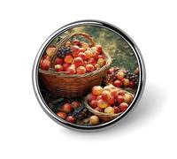 Round Brooches Dress Suit Accessories Lapel Pin Fruit Harvest Vintage Brooch Gifts for Women Men Souvenir, Circular, Aluminum, aluminum alloy