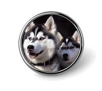 Round Brooches Dress Suit Accessories Lapel Pin Husky Dog Vintage Brooch Gifts for Women Men Souvenir, Circular, Aluminum, aluminum alloy