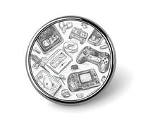 Round Brooches Dress Suit Accessories Lapel Pin Husky Piquant Dog Vintage Brooch Gifts for Women Men Souvenir, Circular, Aluminum, aluminum alloy