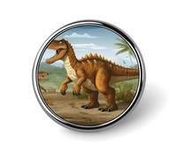 Round Brooches Dress Suit Accessories Lapel Pin Jurassic Period Dinosaur Vintage Brooch Gifts for Women Men Souvenir, Circular, Aluminum, aluminum alloy