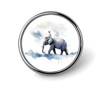 Round Brooches Dress Suit Accessories Lapel Pin Man Riding An Elephant Vintage Brooch Gifts for Women Men Souvenir, Circular, Aluminum, aluminum alloy