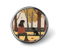 Round Brooches Dress Suit Accessories Lapel Pin On A Park Bench Vintage Brooch Gifts for Women Men Souvenir, Circular, Aluminum, aluminum alloy