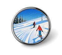 Round Brooches Dress Suit Accessories Lapel Pin Santa's Train Vintage Brooch Gifts for Women Men Souvenir, Circular, Aluminum, aluminum alloy