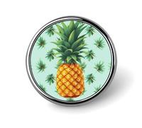 Round Brooches Dress Suit Accessories Lapel Pin Tropical Fruit Pineapple Vintage Brooch Gifts for Women Men Souvenir, Circular, Aluminum, aluminum alloy