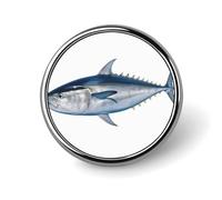 Round Brooches Dress Suit Accessories Lapel Pin Tuna Thunnus Vintage Brooch Gifts for Women Men Souvenir, Circular, Aluminum, aluminum alloy
