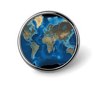 Round Brooches Dress Suit Accessories Lapel Pin World Map Vintage Brooch Gifts for Women Men Souvenir, Circular, Aluminum, aluminum alloy