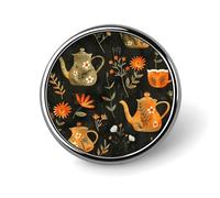 Round Brooches Dress Suit Accessories Lapel Pin Yellow And Blue Flowers Vintage Brooch Gifts for Women Men Souvenir, Circular, Aluminum, aluminum alloy