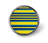 Round Brooches Dress Suit Accessories Lapel Pin Yellow And Blue Stripes Vintage Brooch Gifts for Women Men Souvenir, Circular, Aluminum, aluminum alloy